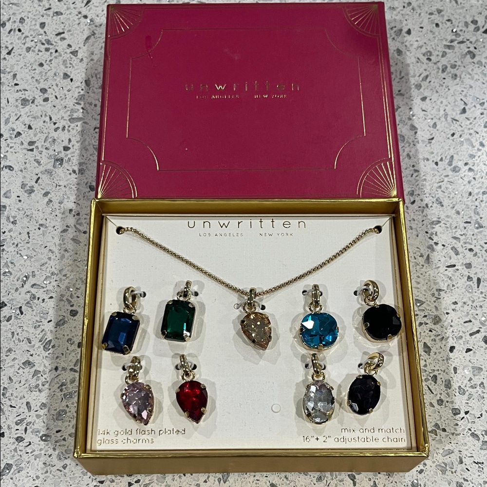 NWT Unwritten 14k Gold Flash Plated Necklace with Charms